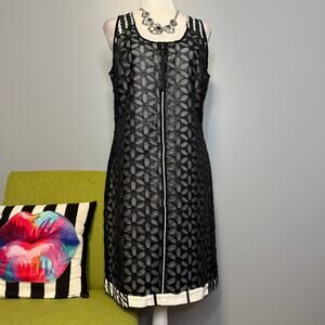 Save the Queen Black White Mixed Pattern Sleeveless Sheath Dress XL